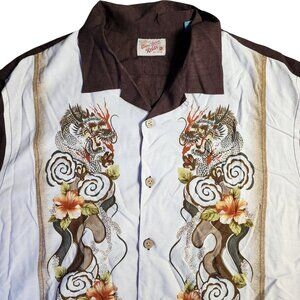 Tommy Bahama Vintage Relax Dragon & Floral Print Shirt, Men's XL